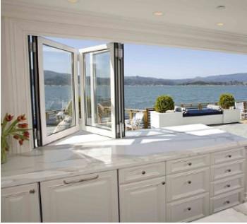 Tempered Glass Aluminum Folding Windows , Horizontal Bifold Windows
