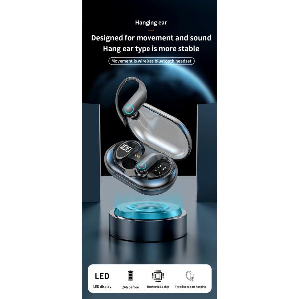 Waterproof Wireless Earbuds Stereo Bluetooth Headphone with Digital Display Travel Battery Indicator Wireless BT Earphone