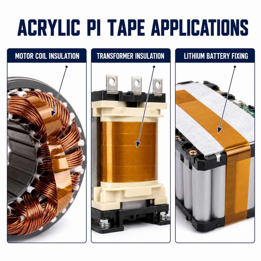 Acrylic Adhesive Polyimide Tape (Acrylic PI Tape / Electrical Insulation Tape) – Single-Sided Acrylic Adhesive for Coil Wrapping, Lead Fixing and Die-Cut Insulation