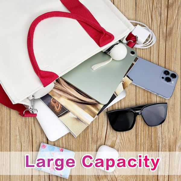 Personalized Heavy Duty Sublimation Canvas Tote Bags With Shoulder Strap Blank Custom Logo Fashion Beach Bag For Women