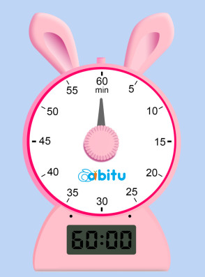 Kids ABS Pink Blue Rabbit Shape Education Countdown Timer For Studying Kitchen Yogo