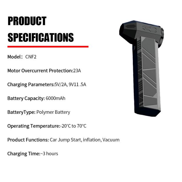 14.8V Rechargeable Cordless 6000mAh Car Battery Inflator Pump With Vacuum Cleaner Electronic Tire Inflators Jump Starter
