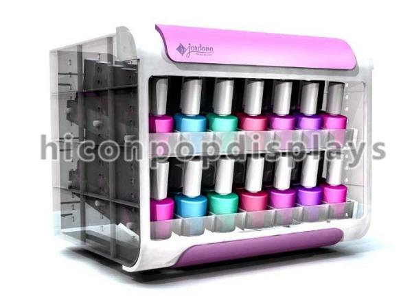 Metal Makeup Display Stands , Nail Polish Counter Display Customized