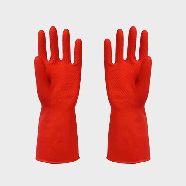 Multi-Purpose Flocklined Rubber Gloves  Anti-Oil Waterrproof Anti-Detergent Rubber Gloves