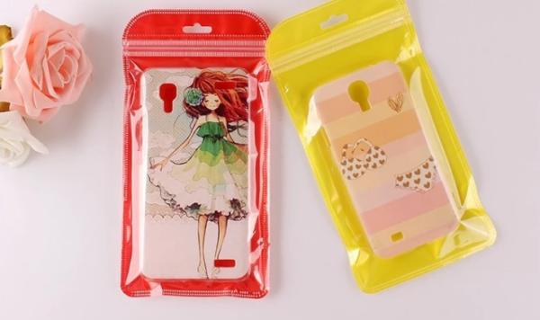 k Cell Phone Case Colorful Zipper Packaging Bag With Clear Window for Phone Case Packaging
