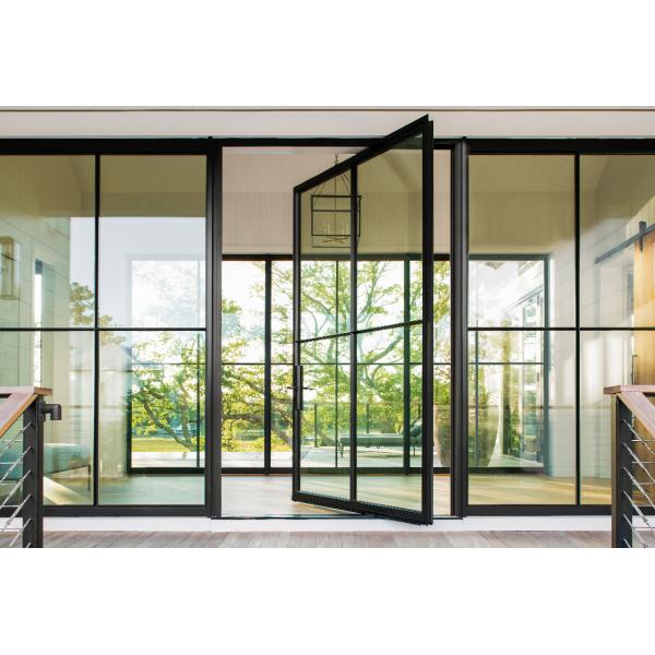 Black 6A 12A Space Aluminum Internal Glass Pivot Doors For Office