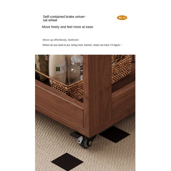 Custom Solid Wood Coffee Table Mobile Extendable Wheeled Trolley Foldable Rotating Sofa Corner Sofa Side Table for Living Room