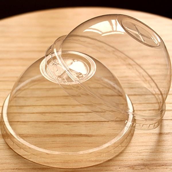 Tampas Compostable para copos do animal de estimação, tampas plásticas do café da abóbada da abóbada 90mm transparentes