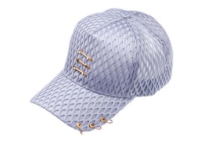 Silver Color Ladies Mesh Baseball Caps Unstructured 6 Panel For Daily Decoration