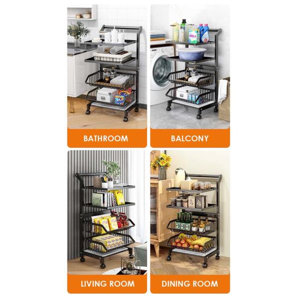 Multi Layer Freestanding Kitchen Rack 150lbs Floor Standing Vegetable Shelves