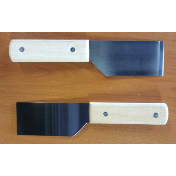Japanese-Style STAINLESS SCRAPER, Teppanyaki COOKING BAKING TOOLS Wooden Handle