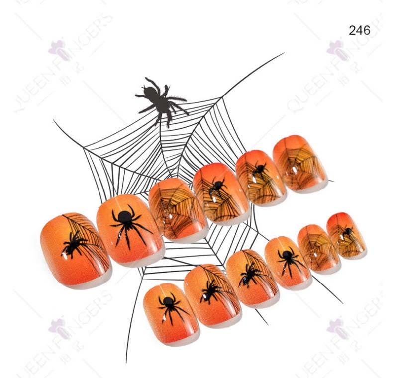 Halloween Kids Press On Nails 24Pcs Short Ghost Skeleton Girls Cosplay Party