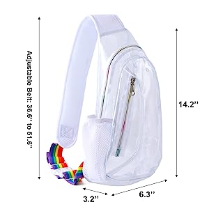 Clear Sling Bag, Stadium Approved Clear Bag, Transparent Chest Daypack for Hiking, Stadium or Concerts