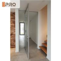 Porta deslizante do pivô de alumínio interno com a porta de vidro vitrificada dobro da dobradiça do pivô da porta exterior do pivô da resistência de carga do vento