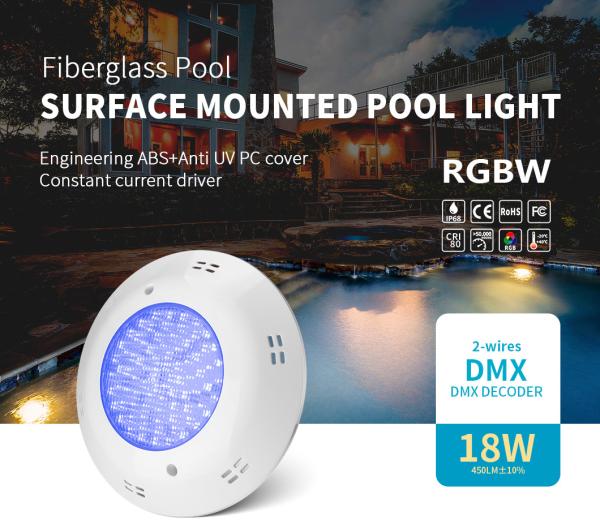 IP68 LED Underwater Pool Light 2 Wires DMX Control Fiberglass Pool Lights