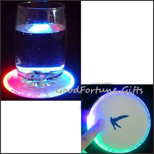 Customed round pp led light waterproof plastic led coaster for party wedding bar