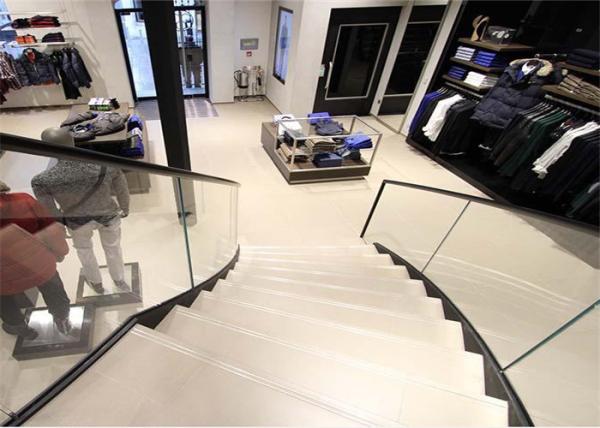 Commercial Stainless Steel Staircase With Tempered Glass Railing PRC-20