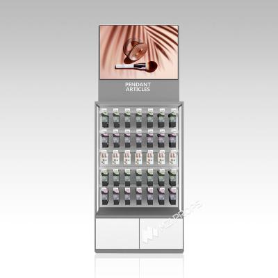 YXiS-X5 Matte White Hooks Skincare Display Cabinet with Adjustable Hanging Rods