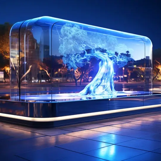 Indoor Holographic Transparent 3D LED Display Video Wall for Shopping Mall Advertising
