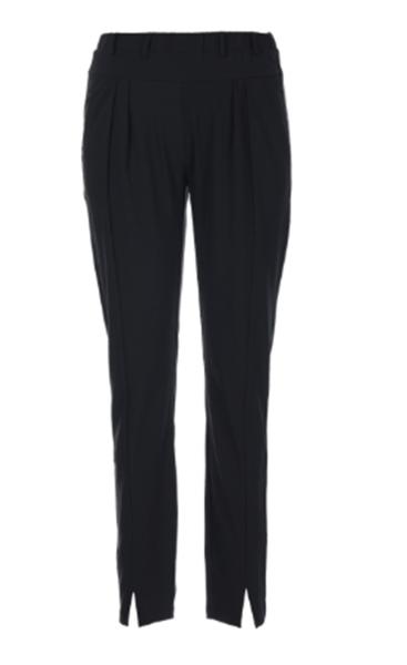 Stretchy Long Womens Slim Leg Trousers Plain Dye Polyester And Spandex Fabric