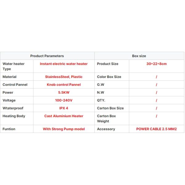 06 Instant Electric Water Heaters for Household Use Good Price Freestanding Installation for Cambodia and Malaysia