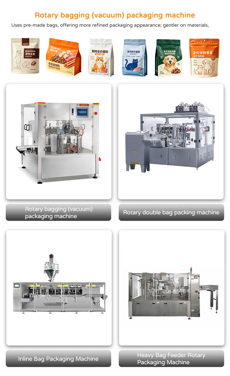 Automatic Doy Pouch Packing Machine Matching Linear Weigher for Senior Pet Dry Feed Granular Material