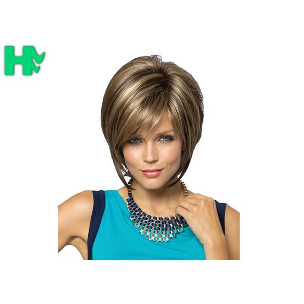Soft Straight Short Synthetic Hair Wigs Natural Hair Line For White Women