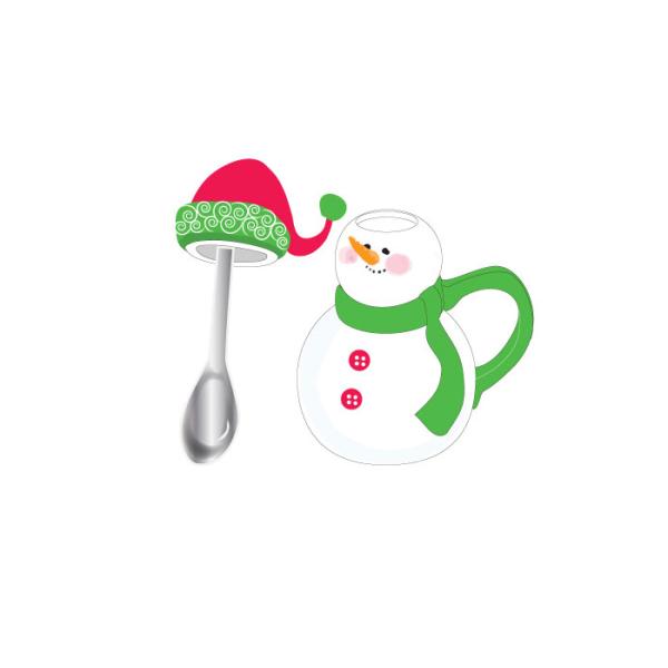 Handpainted Christmas 3D Snowman Mug , Embossed Coffee Mugs Mug With Spoon