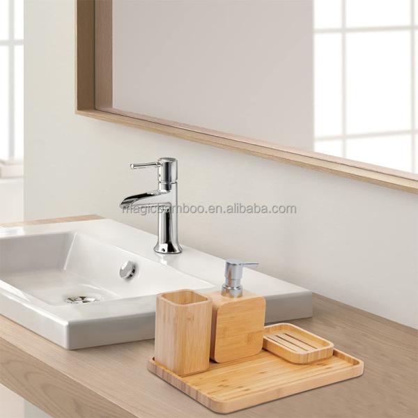 4 штуки натурального бамбука аксессуары ванной комнаты набор для гостиничного дома офис туалет