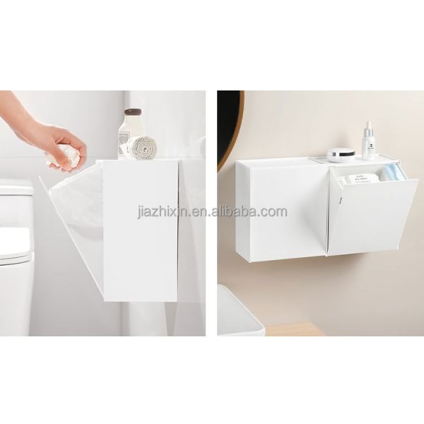 Toilet Side No Punching Hanging Garbage Storage Bathroom Wall Mounted Paper Boxs Stackable Clamshell Tissue Organizer Soap Bin
