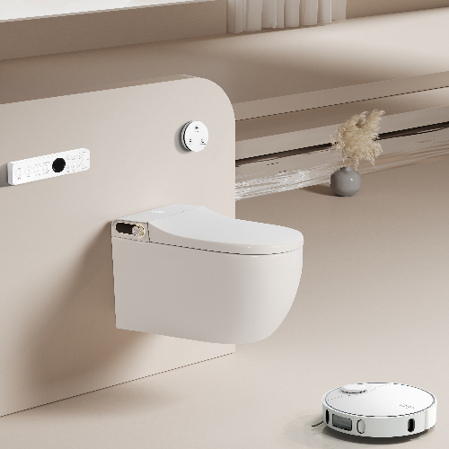 Modern One Piece Ceramic Rimless Wall-Mounted Hanging Toilet Remote Control P-Trap Smart Intelligent Wall-Hung Seat Heating
