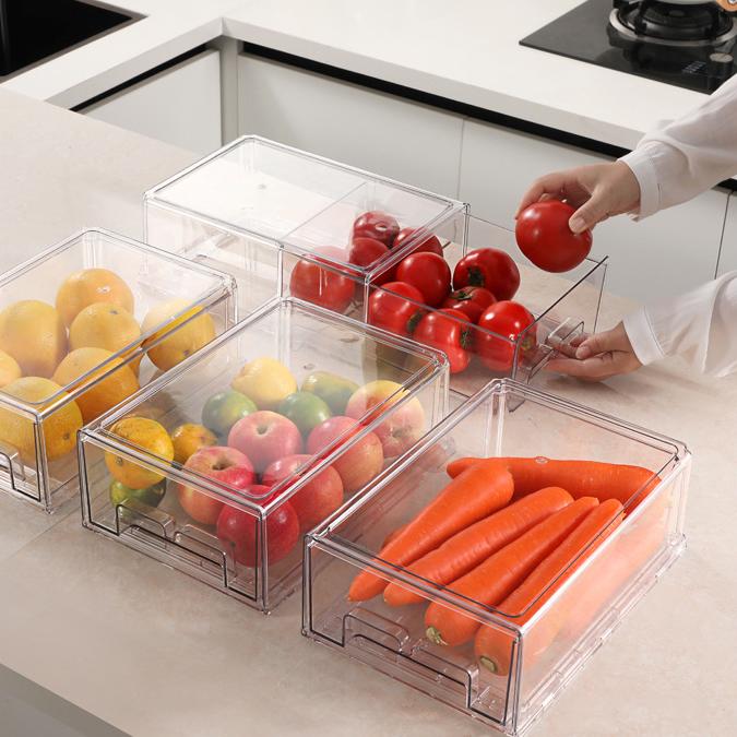 Hot Selling Food Grade Refrigerator Fresh Keeping Box Plastic Transparent Food Fruit Vegetable Storage Box