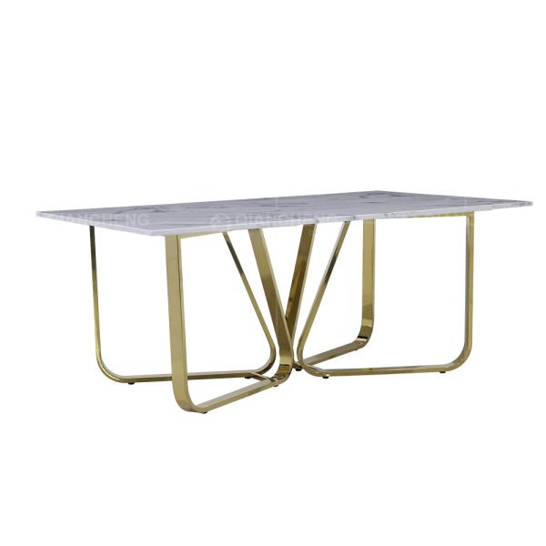 Mesa de jantar de mármore luxuosa 6 Seater do OEM de Rose Gold naturalmente resistente