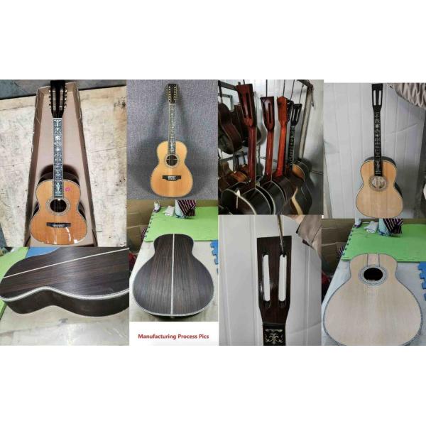 Custom Full Solid Wood Handmade Acoustic Guitar India Rosewood Real Abalone Binding