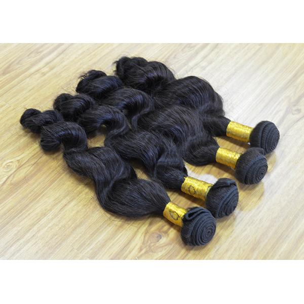 Hair Deep Wave Peruvian Hair Bundles Non Remy 10 - 32 Inch Natural Black