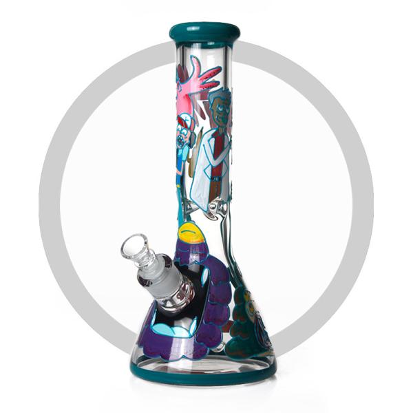 Rick And Morty Bong 7mm Thick UV Glass Water Bongs Night Luminous Products