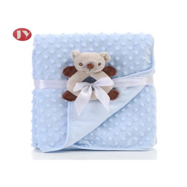75X100cm Breathable Thick Toddler Blanket , Toy Baby Blanket Minky Dot Velboa Hand Bell