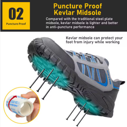Lightweight Breathable Deodorant Work Shoes Summer Safty Shoes Men Safety Shoes With Rubber Bottom