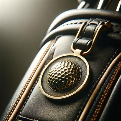 Customized Shape Metal Hang Leather Golf Bag Tag for Club Customized Designs Gold Golf Metal Tag