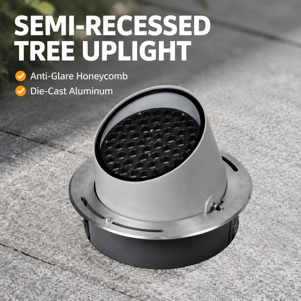 Semi Recessed LED Inground Tree Uplight DMX512 RGBW IP65 DC24V Landscape Tree Lighting