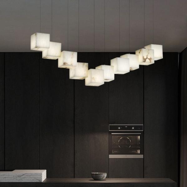 Custom Luxury Alabaster Chandelier Modern Style Villa High Ceiling Hotel Lobby Spiral Staircase Chandelier