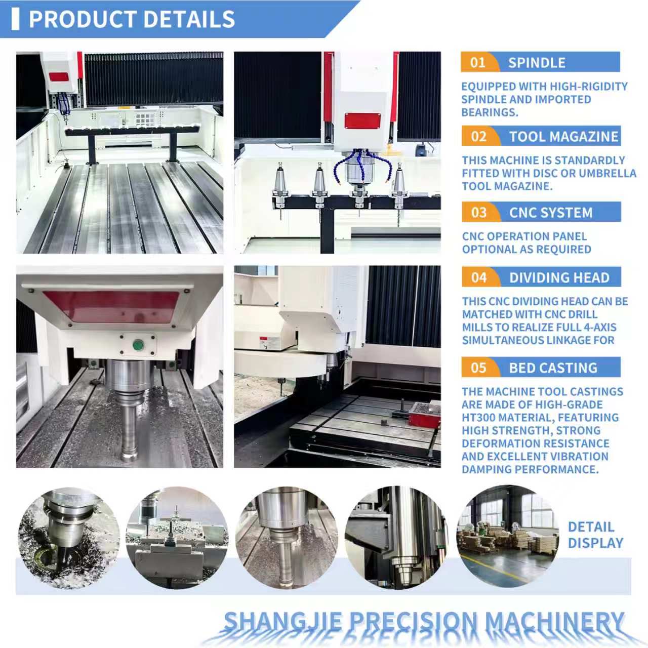GNC2016 BT50 High-Accuracy Automatic 3-Axis CNC Gantry Drilling and Milling Machine