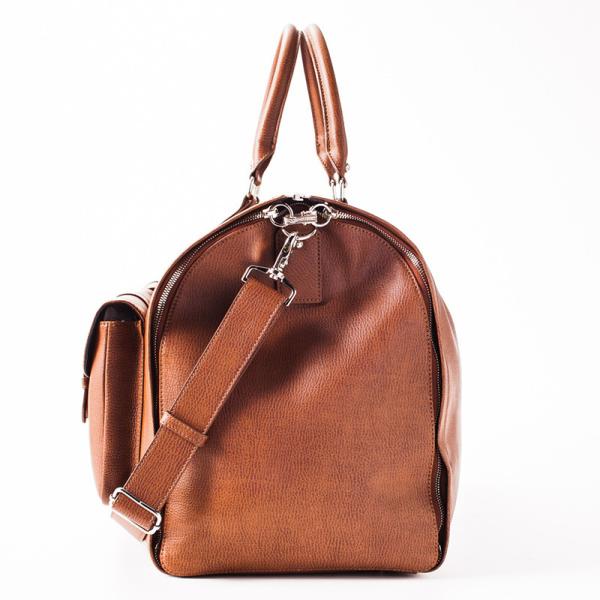 Modern Garment Weekender Bag , Brown Leather Suit Protector Bag