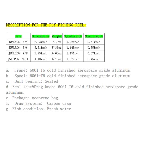 Best quality aluminum fly fishing reel JWFRL06