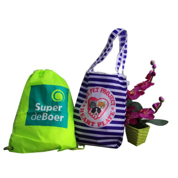 Foldable Nylon Storage Bags Color Fashion Strips Handy Grocery Shopping Bag