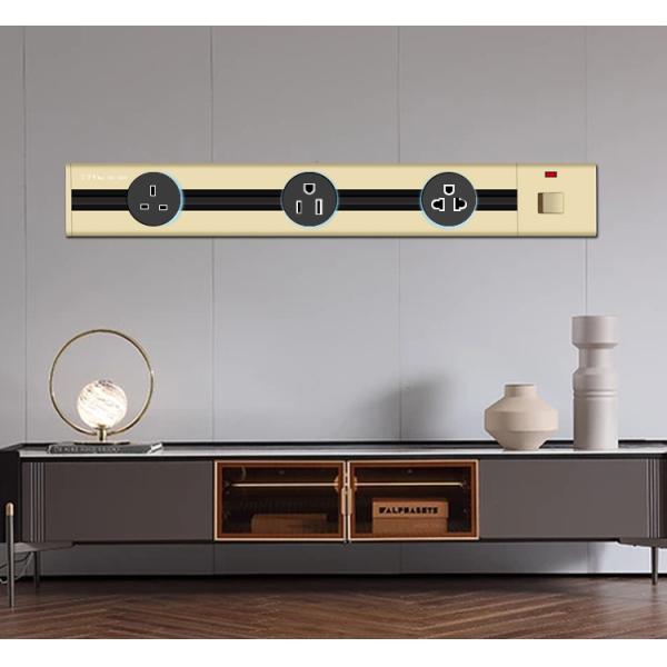 Desktop Wall Grade Track Power Socket Rail Outlet with 0.6/0.8/1.0/1.2/1.5M Length