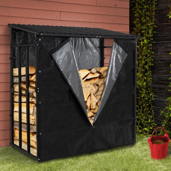 Indoor outdoor durable firewood holder accessories vertical wrought iron portable firewood log rack stand with cover