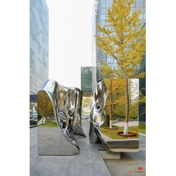 Custom Printing Large Stainless Steel Sculpture with Mirror Finish and Abstract Design
