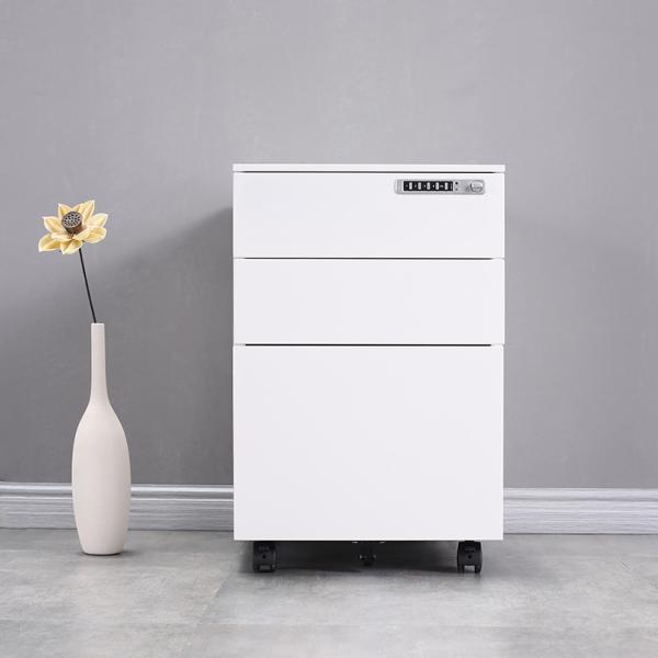 Electronic Password Lock Mobile Pedestal 3 Drawer Metal Movable Cabinet