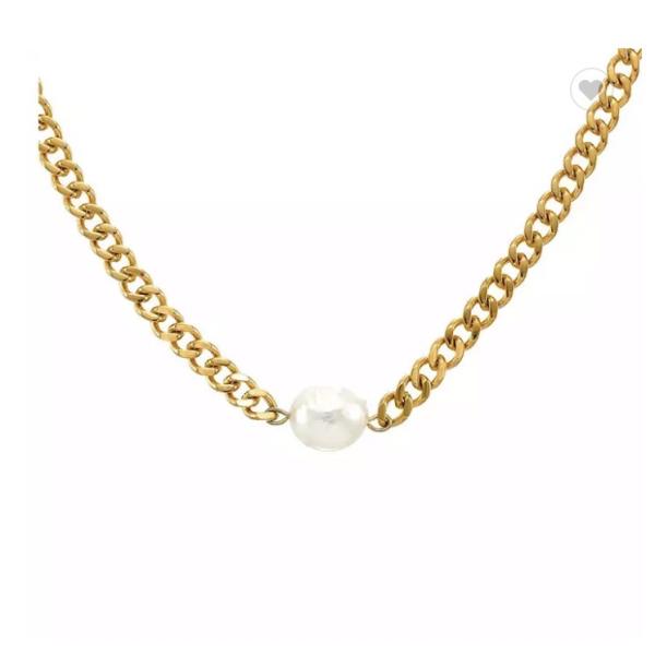 18k Gold Rhinestone Stainless Steel Jewelry Set Circle Overlap Necklace And Bangle Set